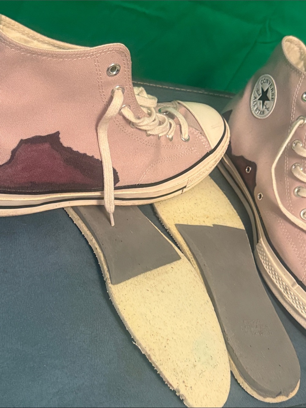 Converse High Top Sneakers in Light Pink with Dark Pink Accent